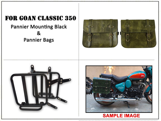 For Royal Enfield Goan Classic 350 Leather Pannier Bags With Mounting D6