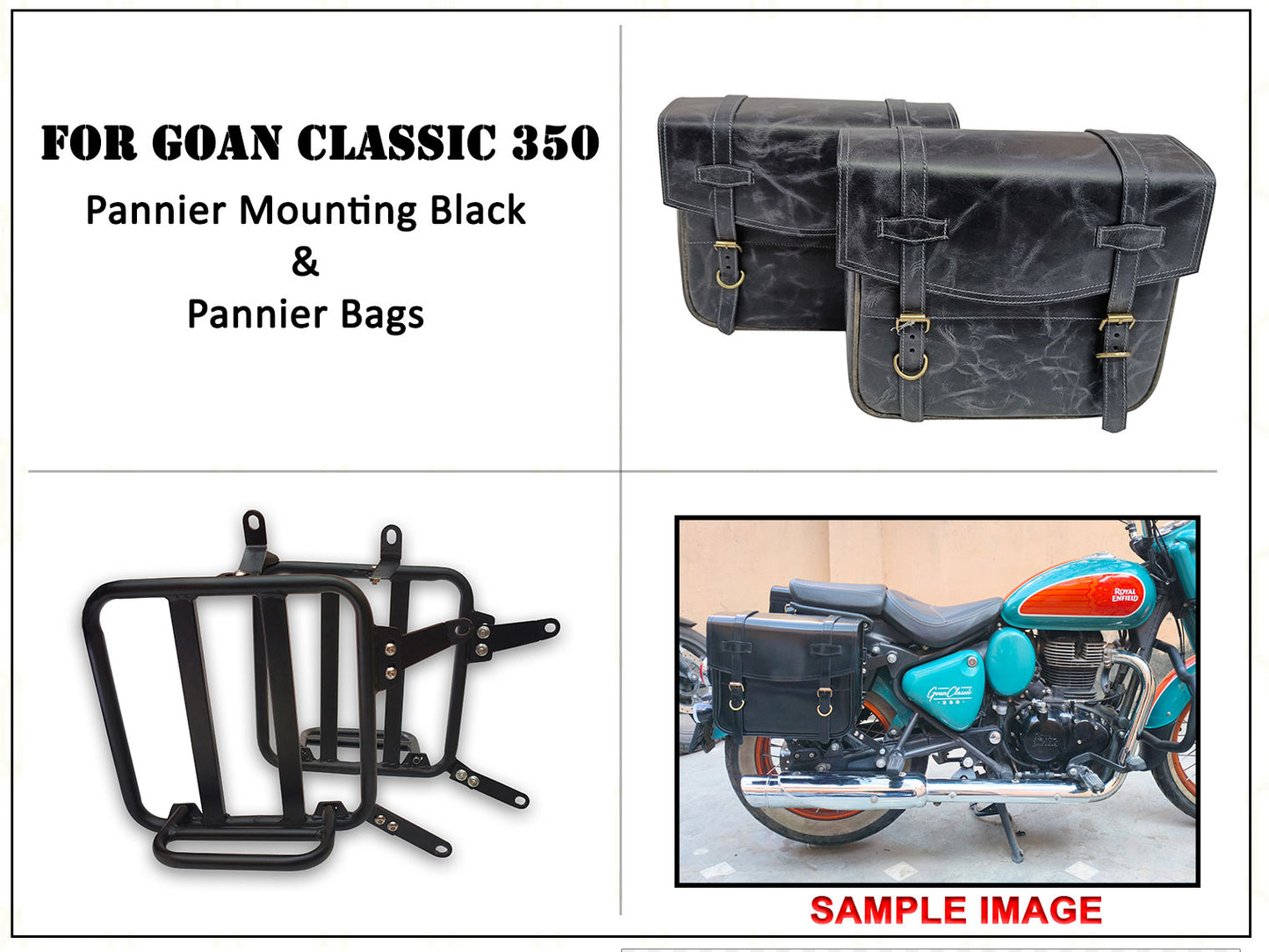 For Royal Enfield Goan Classic 350 Leather Pannier Bags With Mounting D7