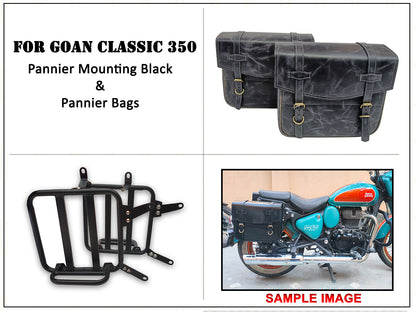 For Royal Enfield Goan Classic 350 Leather Pannier Bags With Mounting D7