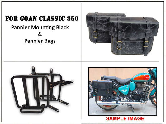 For Royal Enfield Goan Classic 350 Leather Pannier Bags With Mounting D7
