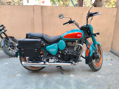 For Royal Enfield Goan Classic 350 Leather Pannier Bags With Mounting D8
