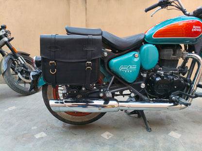 For Royal Enfield Goan Classic 350 Leather Pannier Bags With Mounting D8