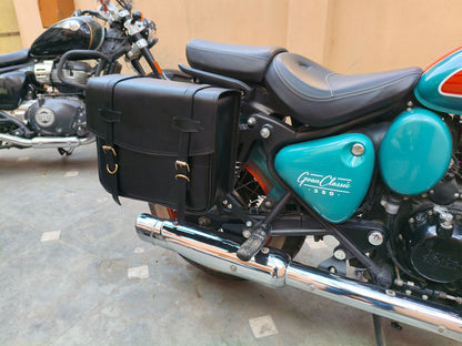 For Royal Enfield Goan Classic 350 Leather Pannier Bags With Mounting D8