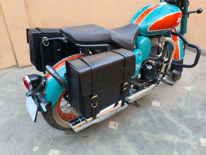 For Royal Enfield Goan Classic 350 Leather Pannier Bags With Mounting D8