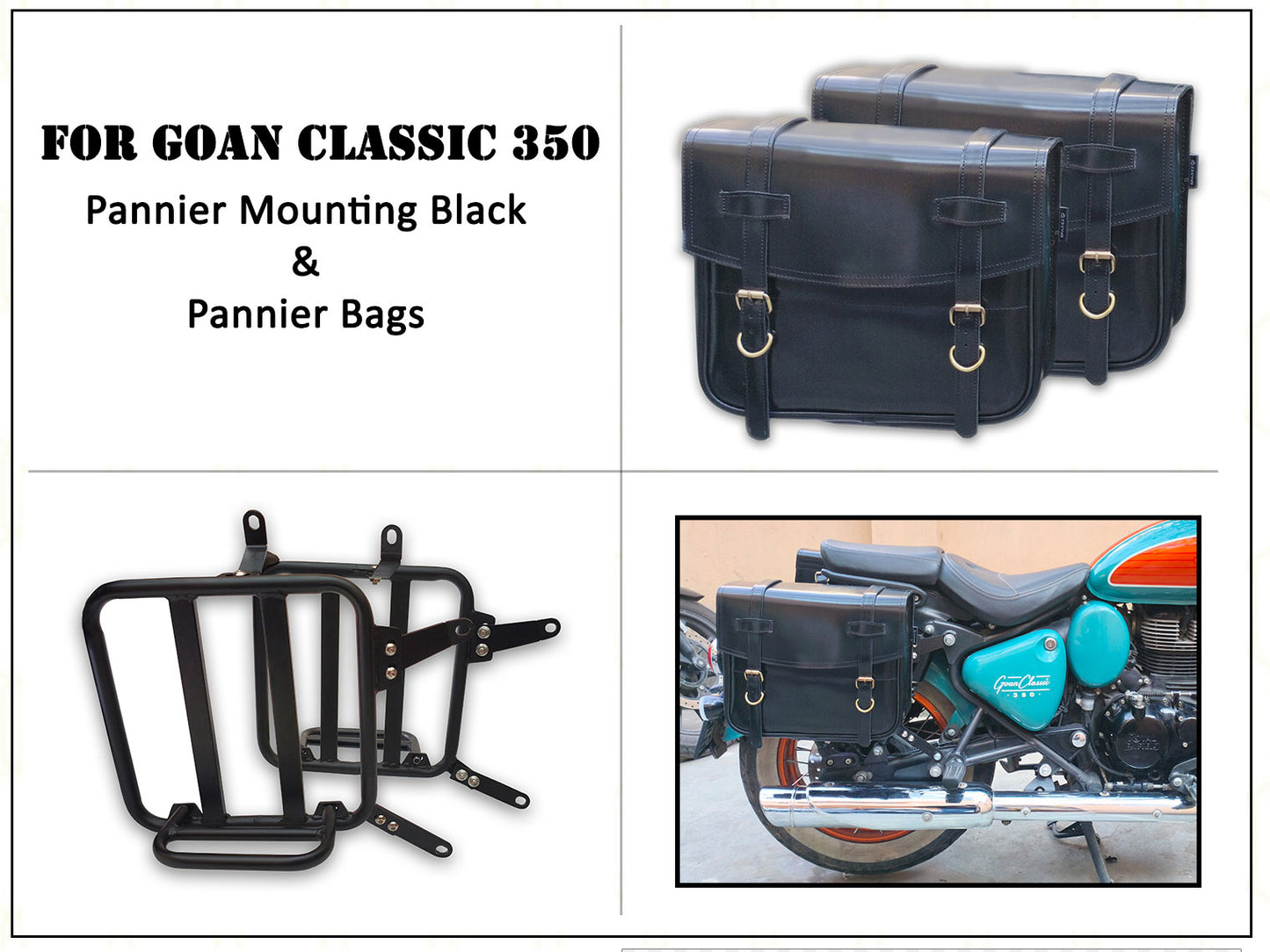 For Royal Enfield Goan Classic 350 Leather Pannier Bags With Mounting D9
