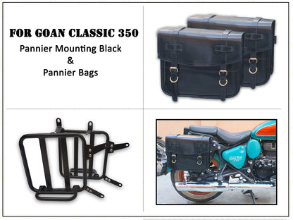 For Royal Enfield Goan Classic 350 Leather Pannier Bags With Mounting D9