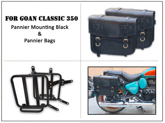 For Royal Enfield Goan Classic 350 Leather Pannier Bags With Mounting D9