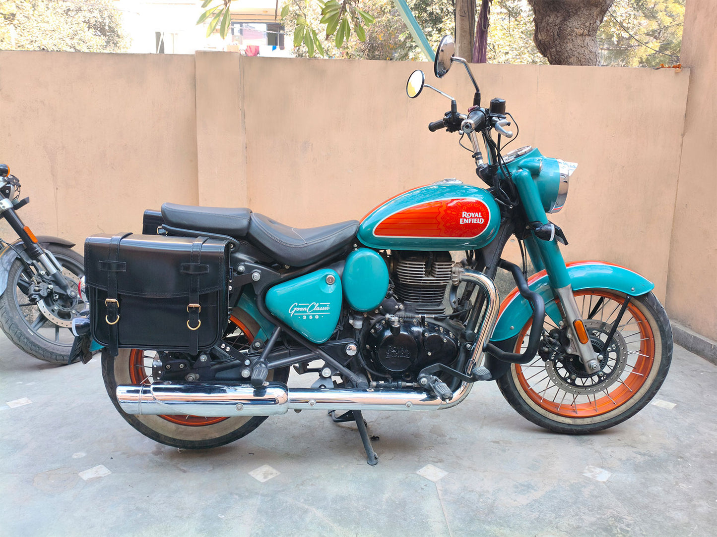 For Royal Enfield Goan Classic 350 Leather Pannier Bags With Mounting D9
