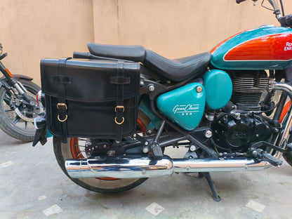 For Royal Enfield Goan Classic 350 Leather Pannier Bags With Mounting D9