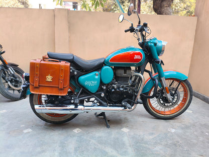For Royal Enfield Goan Classic 350 Leather Pannier Bags With Mounting D10