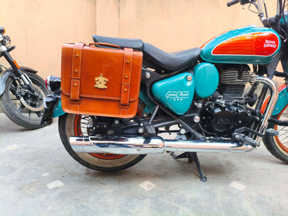 For Royal Enfield Goan Classic 350 Leather Pannier Bags With Mounting D10