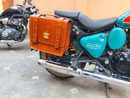 For Royal Enfield Goan Classic 350 Leather Pannier Bags With Mounting D10