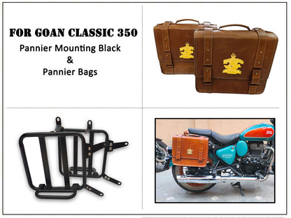 For Royal Enfield Goan Classic 350 Leather Pannier Bags With Mounting D10