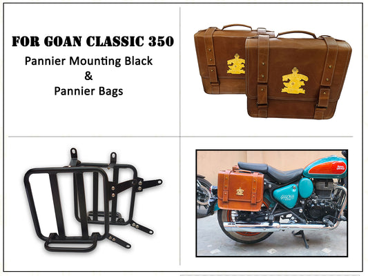 For Royal Enfield Goan Classic 350 Leather Pannier Bags With Mounting D10