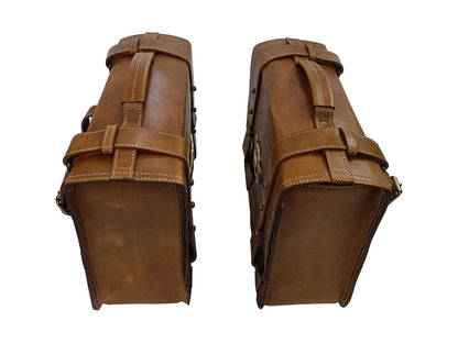 For Royal Enfield Goan Classic 350 Leather Pannier Bags With Mounting D10