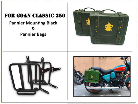 For Royal Enfield Goan Classic 350 Leather Pannier Bags With Mounting D11