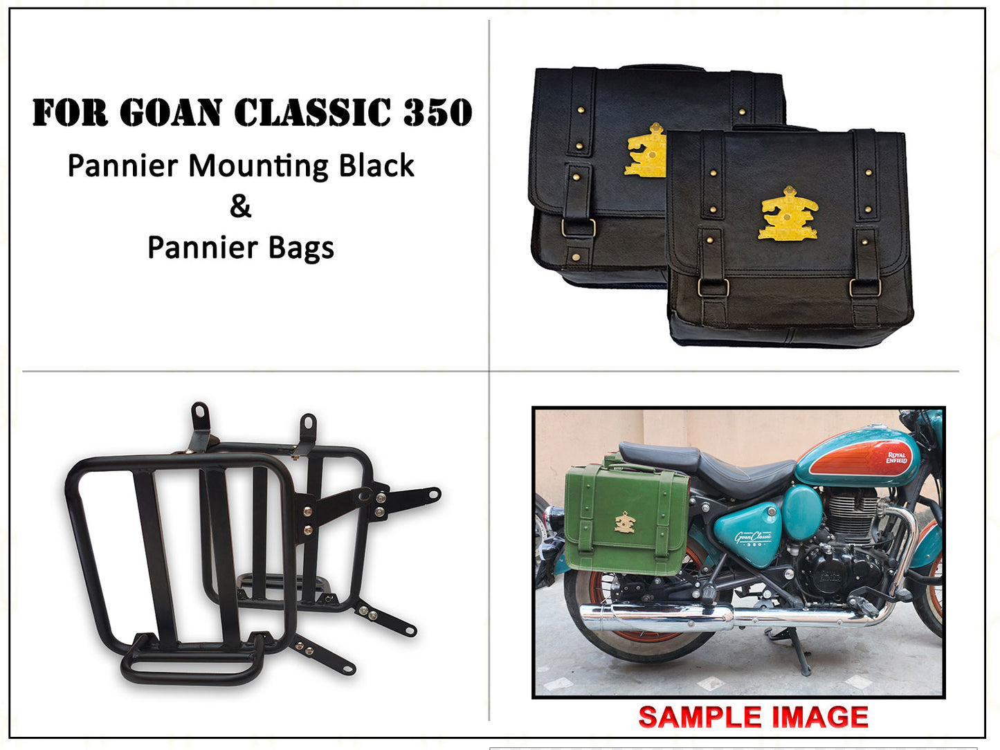 For Royal Enfield Goan Classic 350 Leather Pannier Bags With Mounting D12