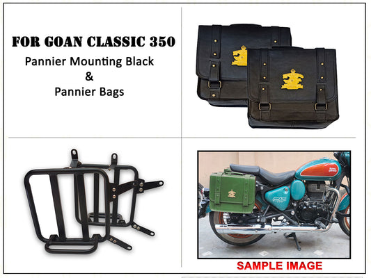 For Royal Enfield Goan Classic 350 Leather Pannier Bags With Mounting D12