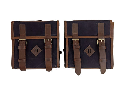 For Royal Enfield Goan Classic 350 Leather & Canvas Pannier Bags & Mounting D13