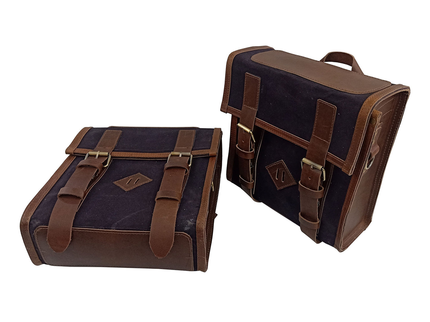 For Royal Enfield Goan Classic 350 Leather & Canvas Pannier Bags & Mounting D13