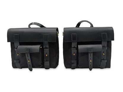 For Royal Enfield Goan Classic 350 Leather & Canvas Pannier Bags & Mounting D15