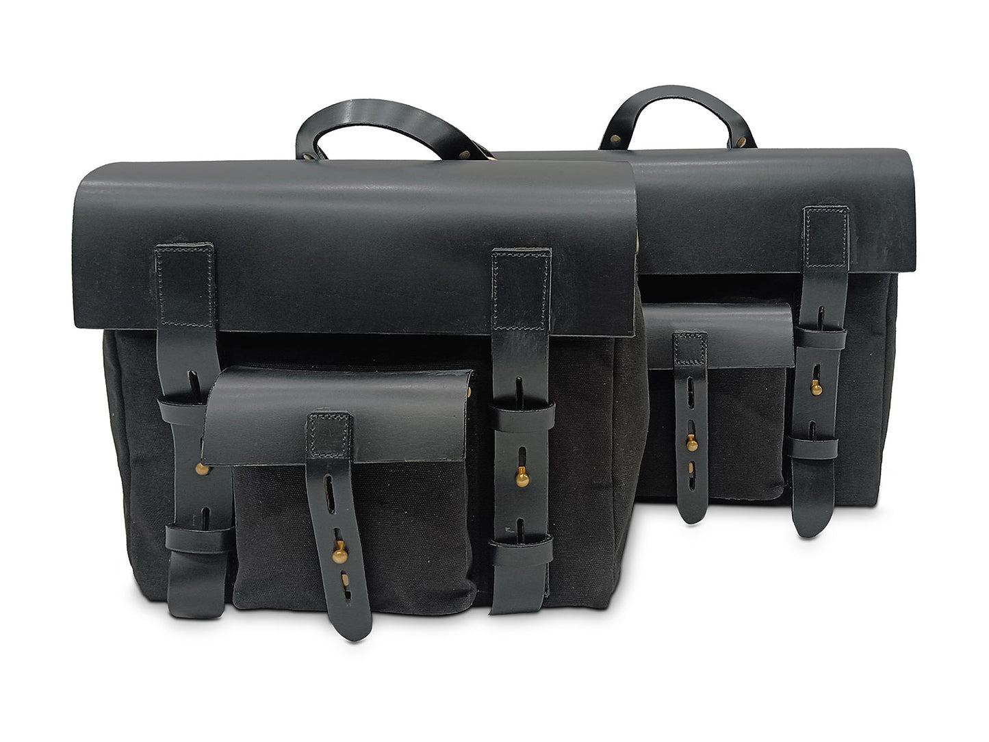 For Royal Enfield Goan Classic 350 Leather & Canvas Pannier Bags & Mounting D15