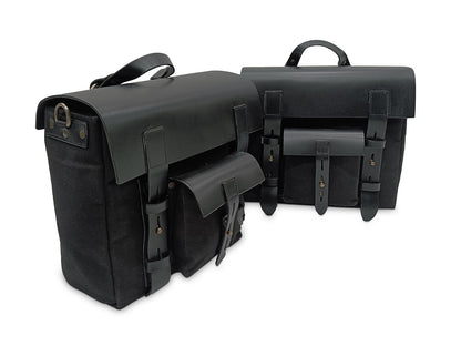 For Royal Enfield Goan Classic 350 Leather & Canvas Pannier Bags & Mounting D15
