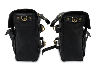 For Royal Enfield Goan Classic 350 Leather & Canvas Pannier Bags & Mounting D15