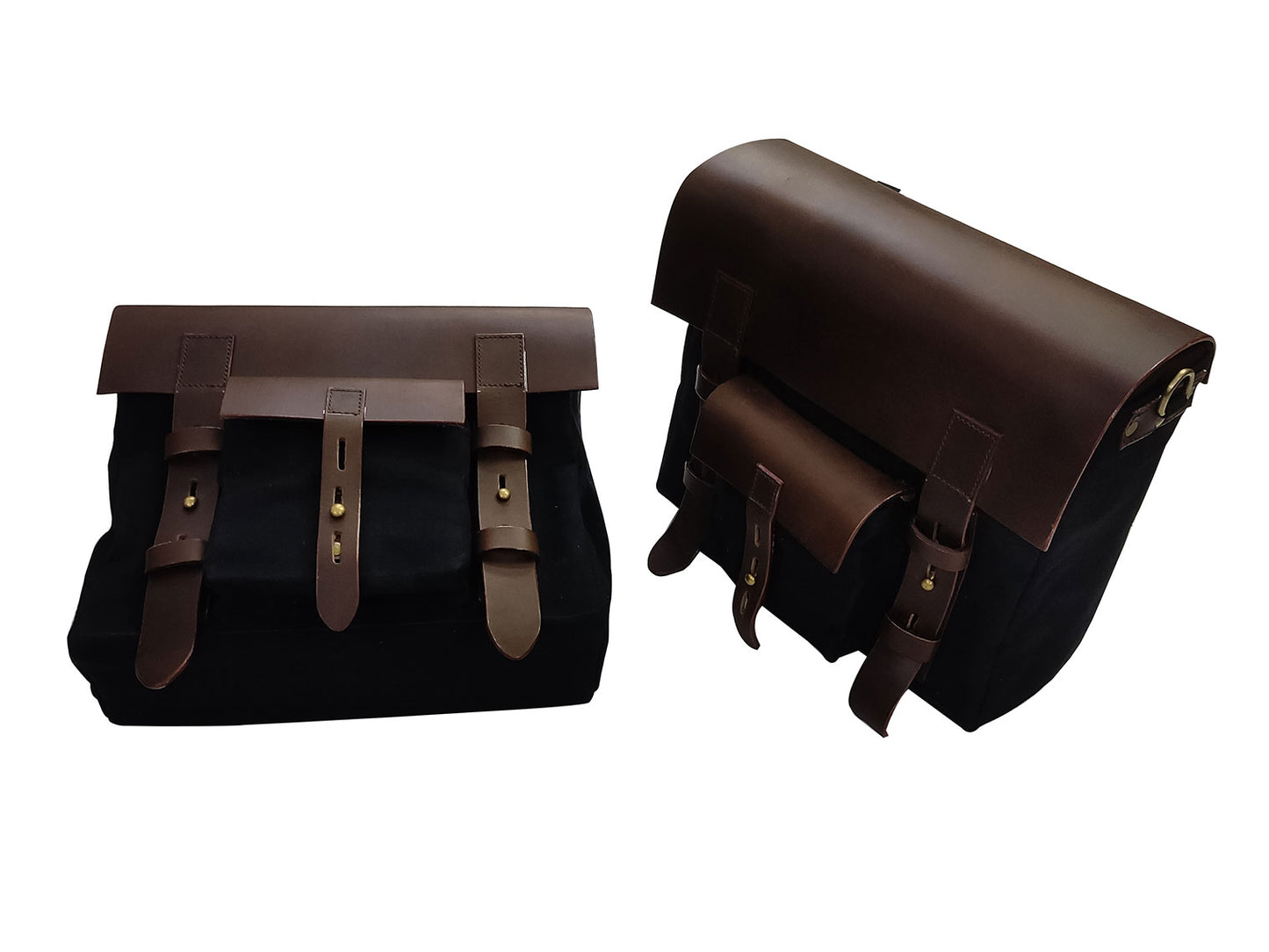 For Royal Enfield Goan Classic 350 Leather & Canvas Pannier Bags & Mounting D16