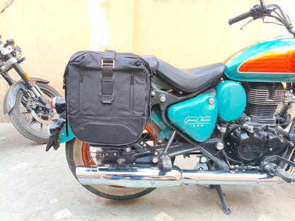 For Royal Enfield Goan Classic 350 Leather & Canvas Pannier Bags & Mounting D17