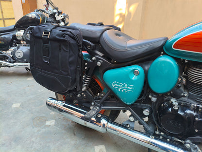 For Royal Enfield Goan Classic 350 Leather & Canvas Pannier Bags & Mounting D17