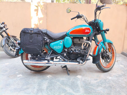 For Royal Enfield Goan Classic 350 Leather & Canvas Pannier Bags & Mounting D17