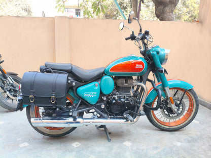 For Royal Enfield Goan Classic 350 Genuine Leather Pannier Bags & Mounting D19