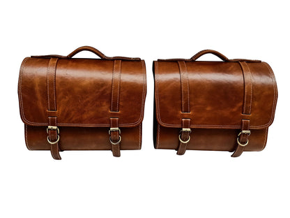 For Royal Enfield Goan Classic 350 Genuine Leather Pannier Bags & Mounting D20