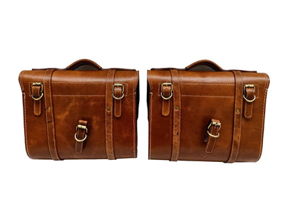 For Royal Enfield Goan Classic 350 Genuine Leather Pannier Bags & Mounting D20