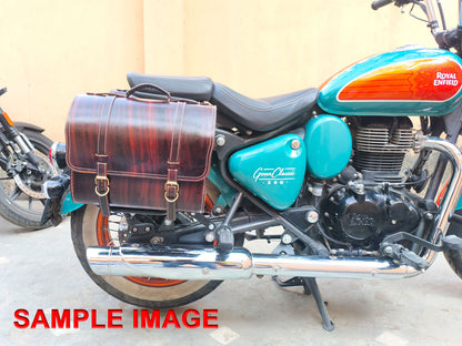 For Royal Enfield Goan Classic 350 Genuine Leather Pannier Bags & Mounting D22