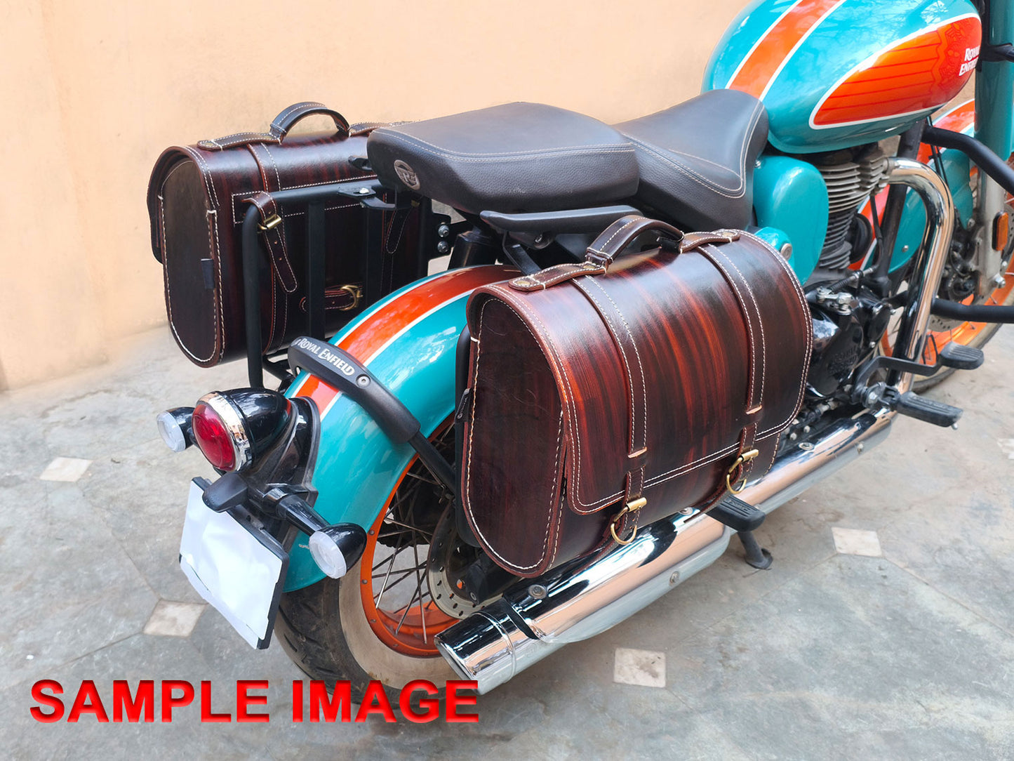 For Royal Enfield Goan Classic 350 Genuine Leather Pannier Bags & Mounting D22