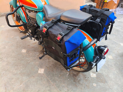For Royal Enfield Goan Classic 350 Canvas Pannier Bags With Mounting D23