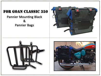 For Royal Enfield Goan Classic 350 Canvas Pannier Bags With Mounting D23