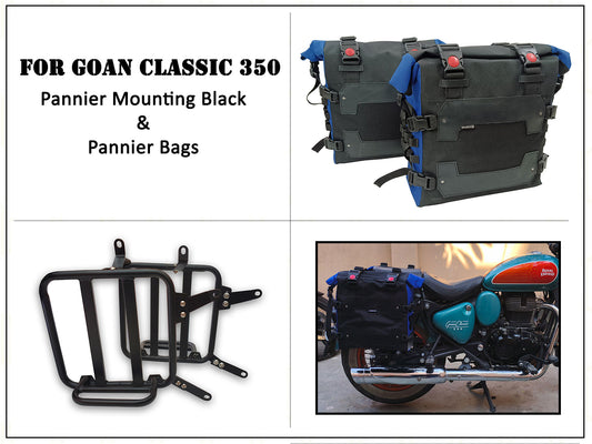 For Royal Enfield Goan Classic 350 Canvas Pannier Bags With Mounting D23