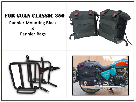 For Royal Enfield Goan Classic 350 Canvas Pannier Bags With Mounting D24
