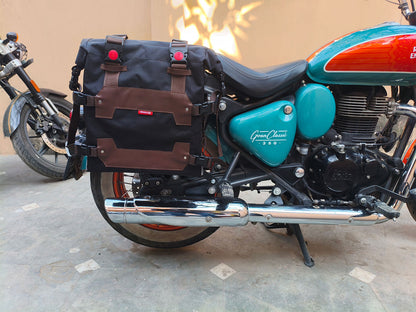 For Royal Enfield Goan Classic 350 Canvas Pannier Bags With Mounting D25