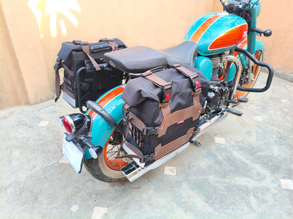 For Royal Enfield Goan Classic 350 Canvas Pannier Bags With Mounting D25