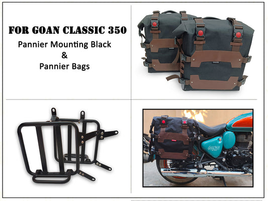 For Royal Enfield Goan Classic 350 Canvas Pannier Bags With Mounting D25