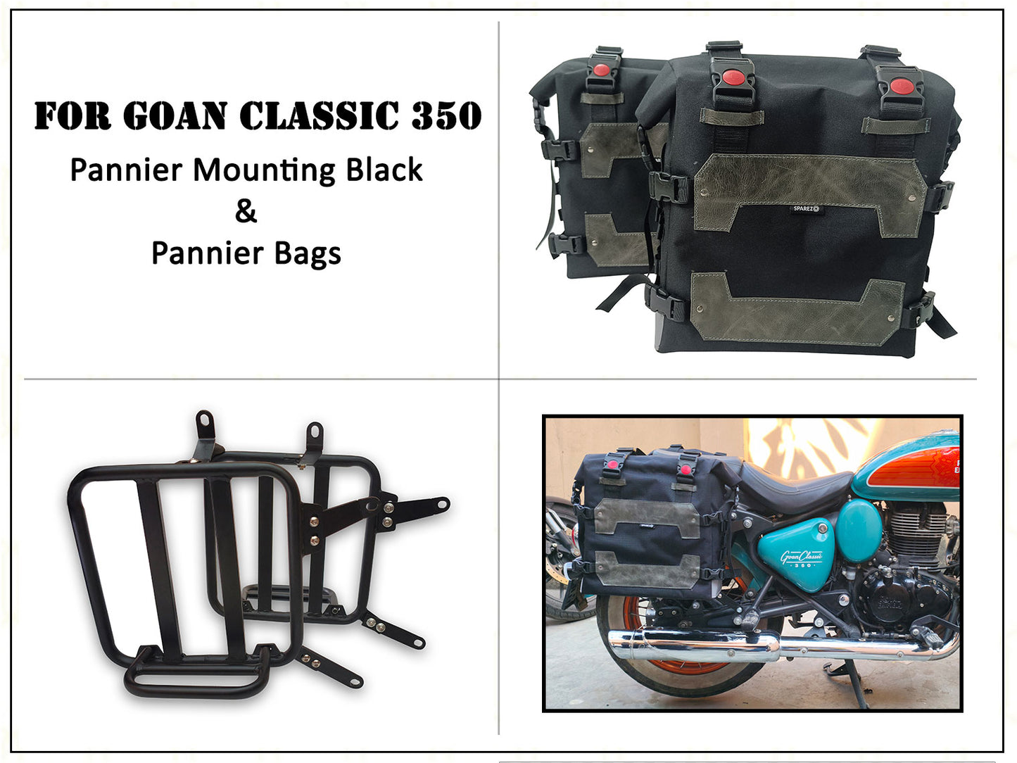 For Royal Enfield Goan Classic 350 Canvas Pannier Bags With Mounting D26