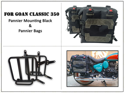 For Royal Enfield Goan Classic 350 Canvas Pannier Bags With Mounting D26