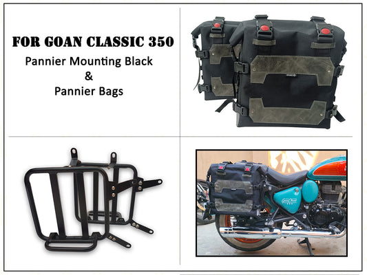 For Royal Enfield Goan Classic 350 Canvas Pannier Bags With Mounting D26