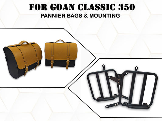 For Royal Enfield Goan Classic 350 Genuine Leather Pannier Bags & Mounting D29