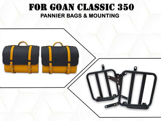 For Royal Enfield Goan Classic 350 Genuine Leather Pannier Bags & Mounting D30