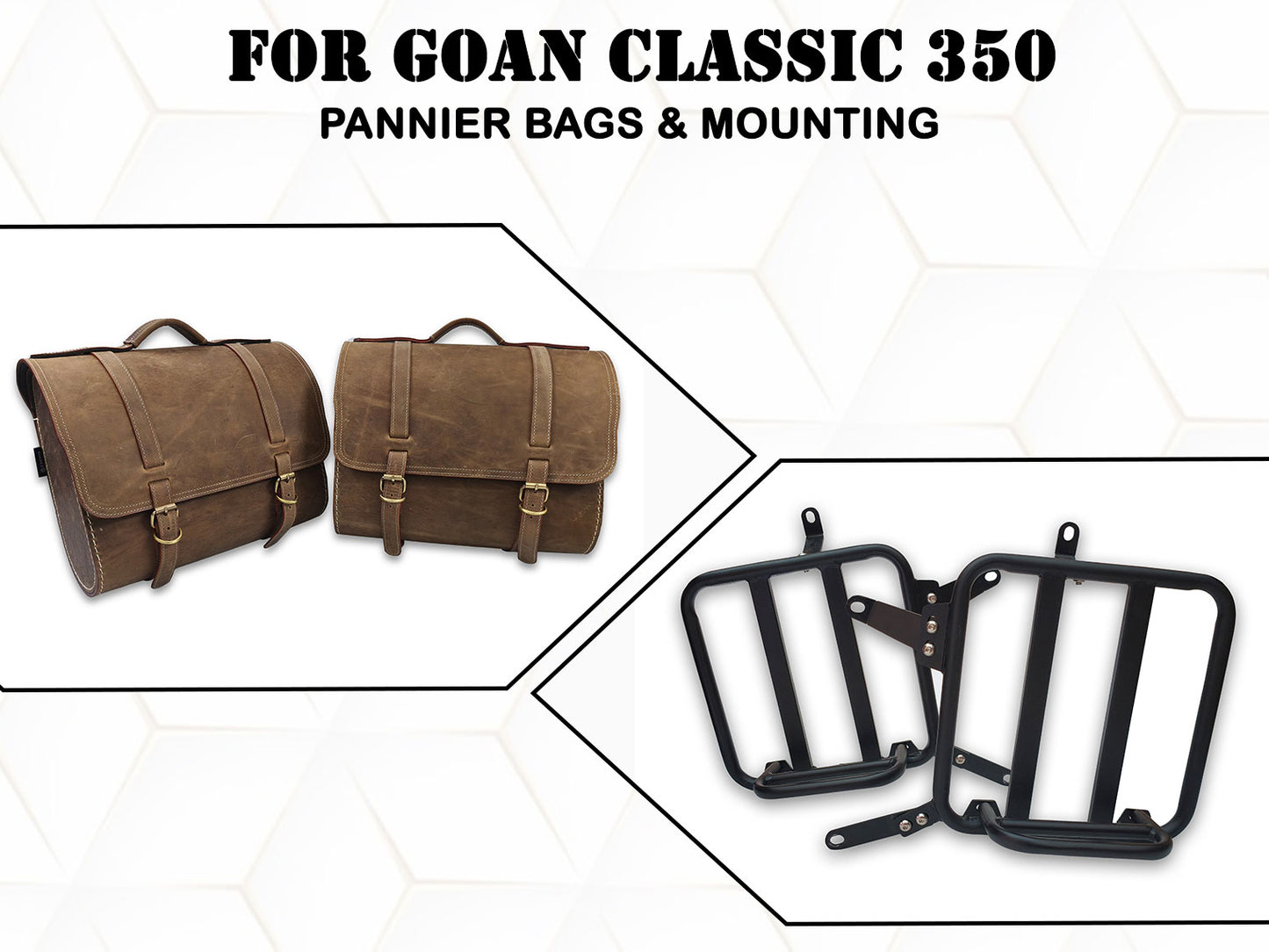 For Royal Enfield Goan Classic 350 Genuine Leather Pannier Bags & Mounting D31